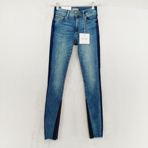 New DL1961 Florence Mid rise Instasculpt Side Stripe Skinny Jeans  P277 - Picture 2 of 11